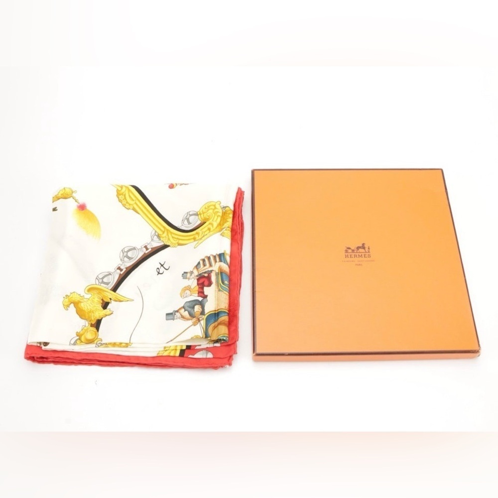 Hermes Plumes et Grelots J. Abadie Vintage Silk Carre 90 Scarf with Box - Picture 7 of 8